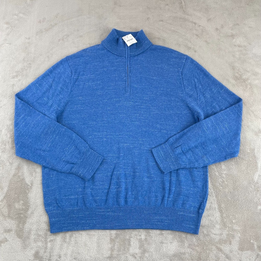 J.Crew Ragland Half-Zip‎ Sweater Men XL Blue Cotton Mock Neck Casual NWT $98
